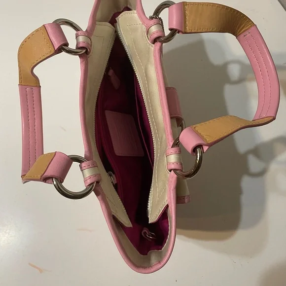 Pink and Cream Women's Handbag - Picture 5 of 13